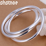 925 Silver 3 Circle Bangle Bracelet Men Women Jewelry Wedding Gift