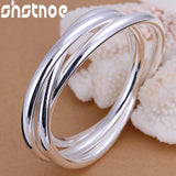 925 Silver 3 Circle Bangle Bracelet Men Women Jewelry Wedding Gift