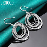 925 Silver Circle Drop Earrings for Women Party Wedding Jewelry