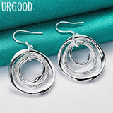 925 Silver Circle Drop Earrings for Women Party Wedding Jewelry