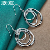 925 Silver Circle Drop Earrings for Women Party Wedding Jewelry