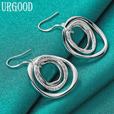 925 Silver Circle Drop Earrings for Women Party Wedding Jewelry