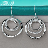 925 Silver Circle Drop Earrings for Women Party Wedding Jewelry