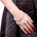 925 Silver Three Circle Heart Bangle Charm Jewelry for Wedding