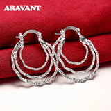 925 Silver Three Circle Hoop Earrings Wedding Jewelry