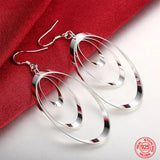 925 Silver Three Circle Tassel Drop Earrings for Women