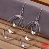 925 Silver Circle Tassel Drop Earrings For Women