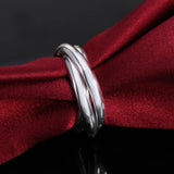 925 Silver Three Circle Round Rings Wedding Engagement