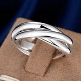 925 Silver Three Circle Round Rings Wedding Engagement