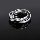 925 Silver Three Circle Round Rings Wedding Engagement