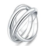925 Silver Three Circle Round Rings Wedding Engagement