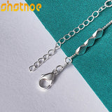 925 Sterling Silver Rhombus Beads Chain Bracelet for Women