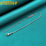 925 Sterling Silver Rhombus Beads Chain Bracelet for Women