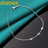 925 Sterling Silver Rhombus Beads Chain Bracelet for Women