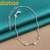 925 Sterling Silver Rhombus Beads Chain Bracelet for Women