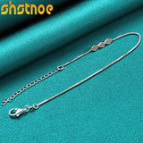 925 Sterling Silver Rhombus Beads Chain Bracelet for Women