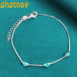 925 Sterling Silver Rhombus Beads Chain Bracelet for Women