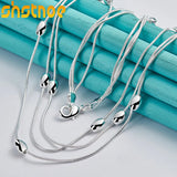 925 Silver Snake Chain Beaded Necklace 18 Inch