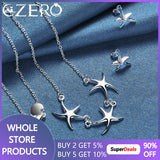 925 Silver Starfish Pendant Set for Women