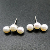 925 Silver Pearl Stud Earrings - Classic Round Design