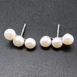 925 Silver Pearl Stud Earrings - Classic Round Design