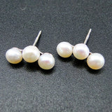 925 Silver Pearl Stud Earrings - Classic Round Design