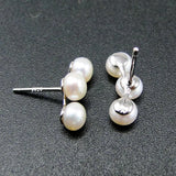 925 Silver Pearl Stud Earrings - Classic Round Design