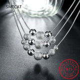 925 Silver 3 Layer Snake Chain Beads Necklace Wedding Jewelry