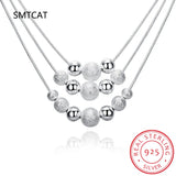 925 Silver 3 Layer Snake Chain Beads Necklace Wedding Jewelry