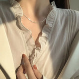 925 Silver Triple Layer Bead Choker Necklace Women Fine Jewelry