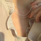 925 Silver Triple Layer Bead Choker Necklace Women Fine Jewelry