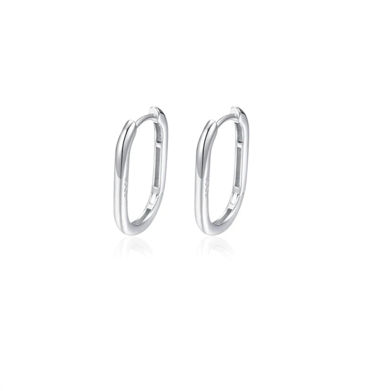 925 Silver Tiny Cartilage Hoop Earrings Hypoallergenic Huggie Oval Circle
