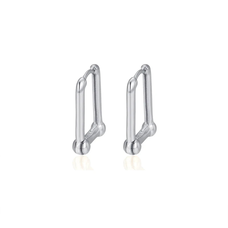 925 Silver Small Square Huggie Earrings for Women Girls