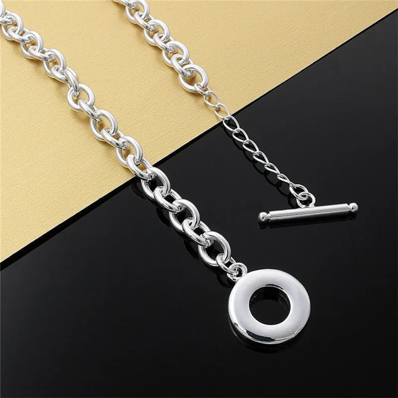 925 Silver Buckle Necklace 18" Chain Wedding Party Jewelry
