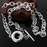 925 Silver Buckle Necklace 18" Chain Wedding Party Jewelry