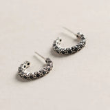 925 Silver Micro Pave Zircon CZ Big Half Circle Hoop Earring Vintage Jewelry