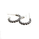 925 Silver Micro Pave Zircon CZ Big Half Circle Hoop Earring Vintage Jewelry
