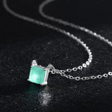 925 Silver Tourmaline Necklace Geometric Zircon Pendant