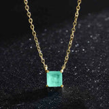 925 Silver Tourmaline Necklace Geometric Zircon Pendant