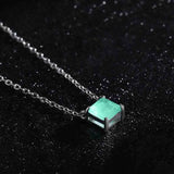 925 Silver Tourmaline Necklace Geometric Zircon Pendant