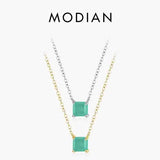 925 Silver Tourmaline Necklace Geometric Zircon Pendant