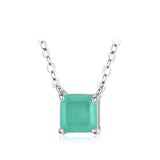 925 Silver Tourmaline Necklace Geometric Zircon Pendant