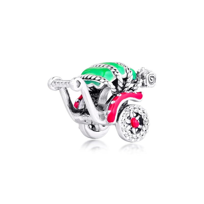 925 Silver Rickshaw Charm for Snake Chain Bracelet