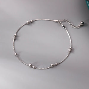 925 Silver Beaded Anklet Women's Summer Foot Chain