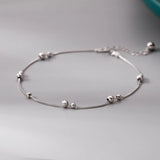 925 Silver Beaded Anklet Women's Summer Foot Chain