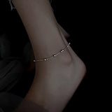 925 Silver Beaded Anklet Women's Summer Foot Chain