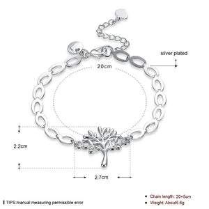 925 Silver Tree Heart Chain Bracelet Women Gift Charm Jewelry
