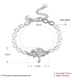925 Silver Tree Heart Chain Bracelet Women Gift Charm Jewelry