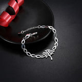 925 Silver Tree Heart Chain Bracelet Women Gift Charm Jewelry
