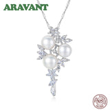 925 Silver Tree Of Life Pearl Pendant Necklace Wedding Jewelry
